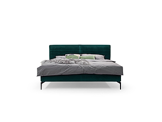 Möller Design Bett PAD 180 x 200 cm, BS 20 cm, Fuß Metall NQ  schwarz, KT 111 cm verstellbar, Bezug: Harald 2 by Kvadrat 982 PG6
