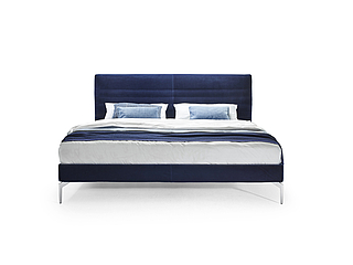 Möller Design Bett PAD 180 x 200 cm, BS 15 cm, Fuß Metall NQ chrom, KT 111 cm, Bezug: Harald by Kvadrat 792
