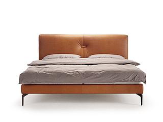 Möller Design Bett Thread 200 x 200 cm, Kopfteilhöhe 71cm, Bezug: Leder Cortone PG 7